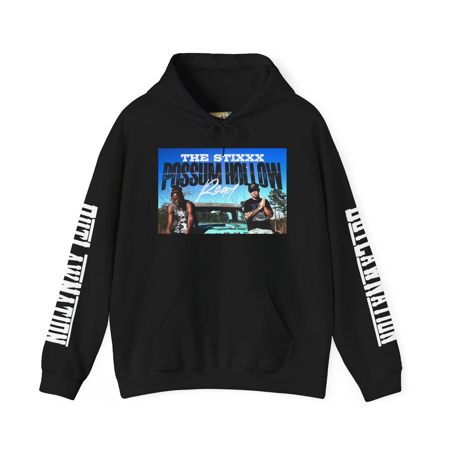 Retro Music-Themed Unisex Hoodie - 'Possum Hollow Road' Design