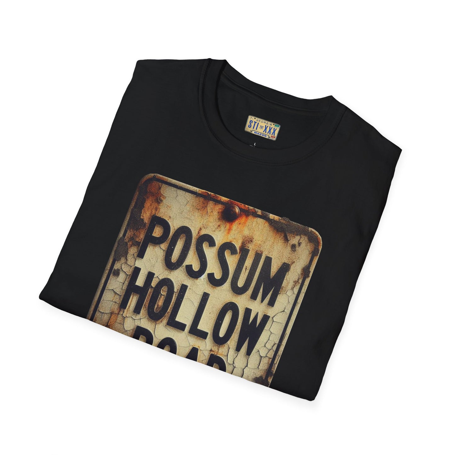 Possum Hollow Road Unisex Softstyle T-Shirt - Vintage Sign Tee