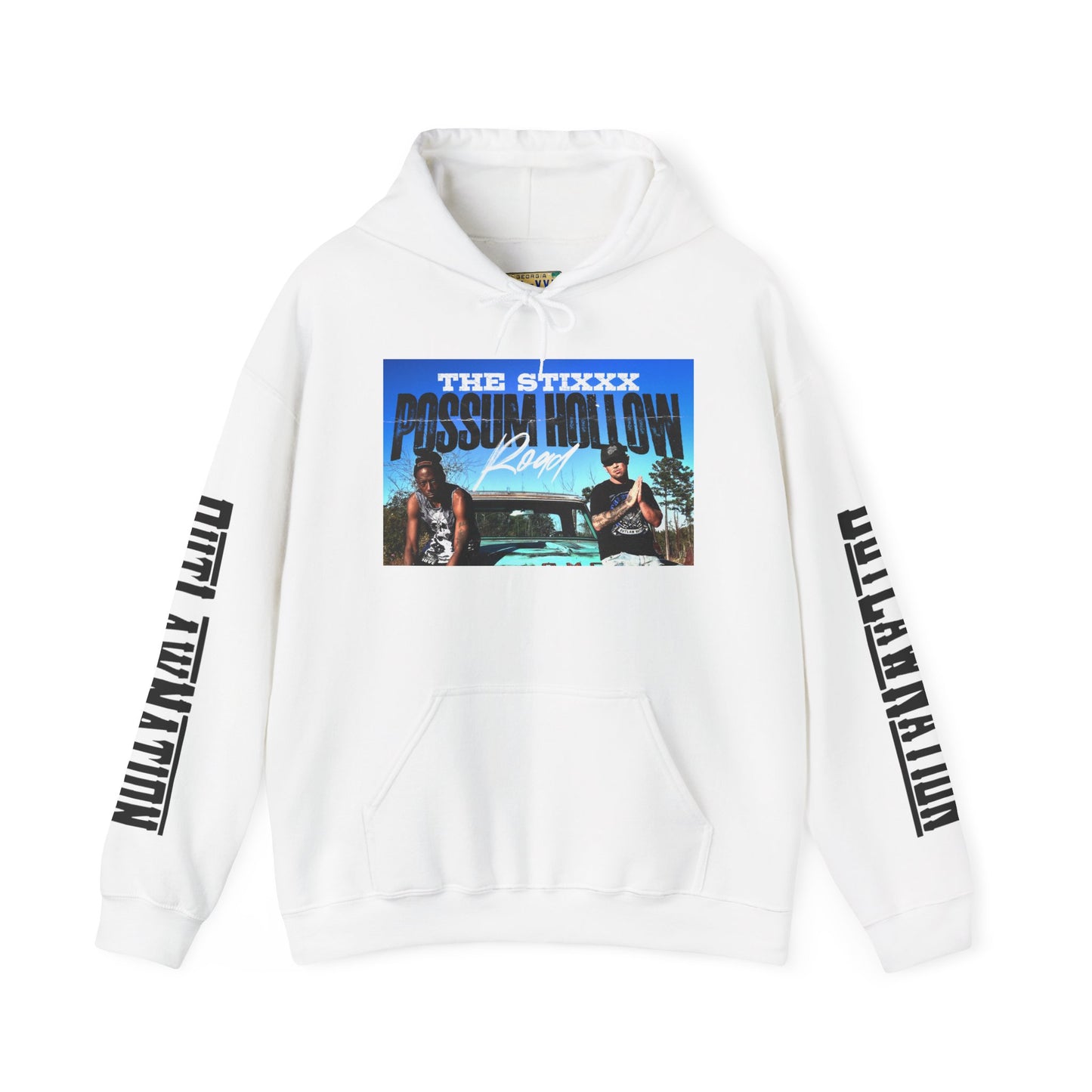 Retro Music-Themed Unisex Hoodie - 'Possum Hollow Road' Design