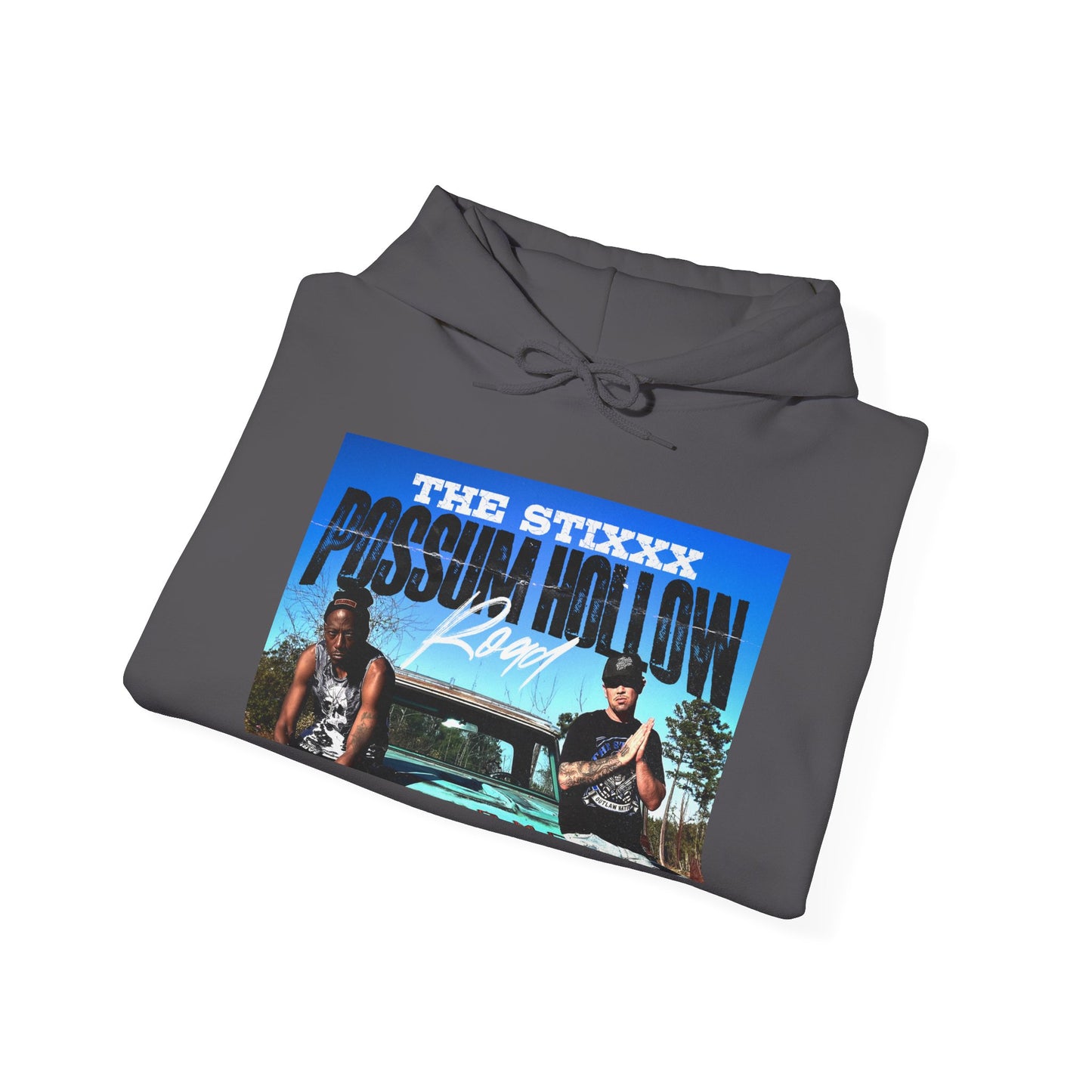 Retro Music-Themed Unisex Hoodie - 'Possum Hollow Road' Design