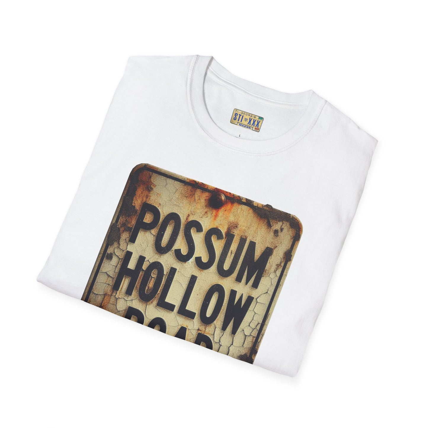 Possum Hollow Road Unisex Softstyle T-Shirt - Vintage Sign Tee