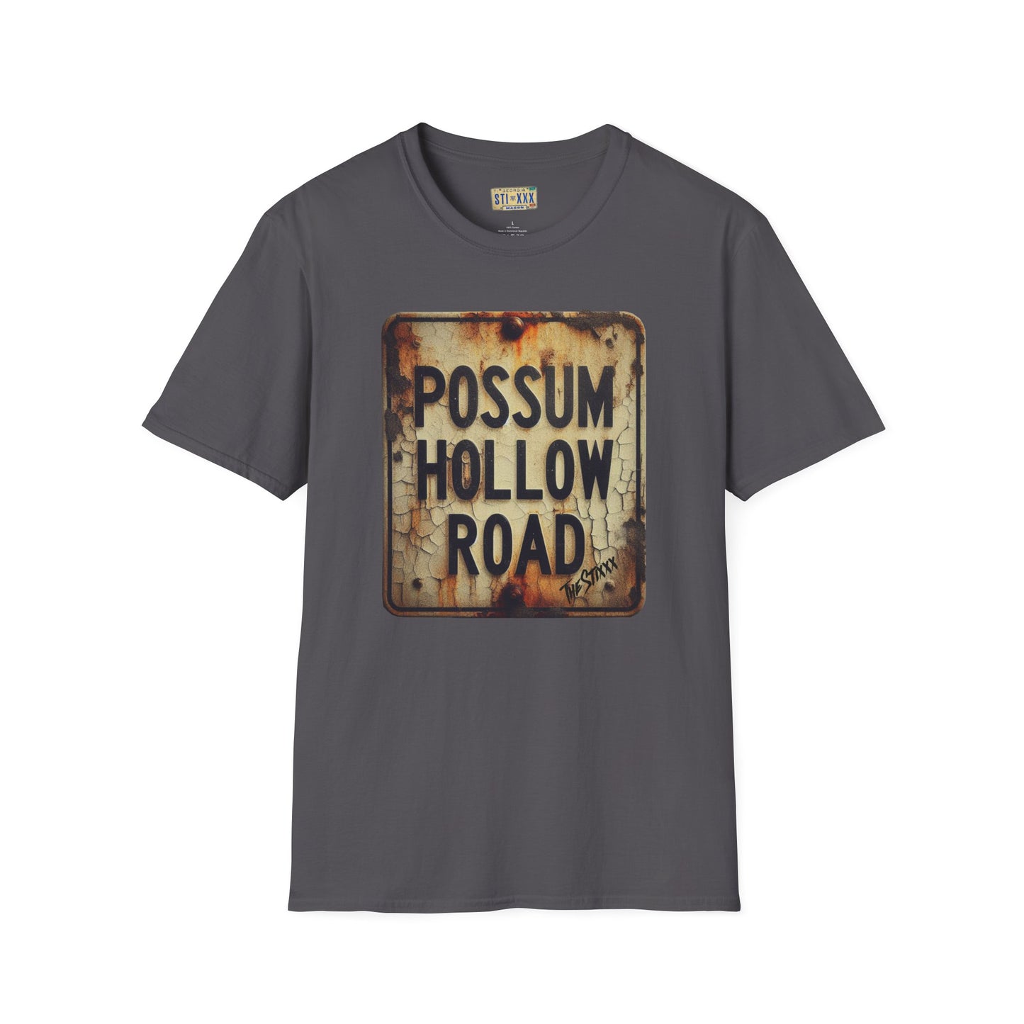 Possum Hollow Road Unisex Softstyle T-Shirt - Vintage Sign Tee