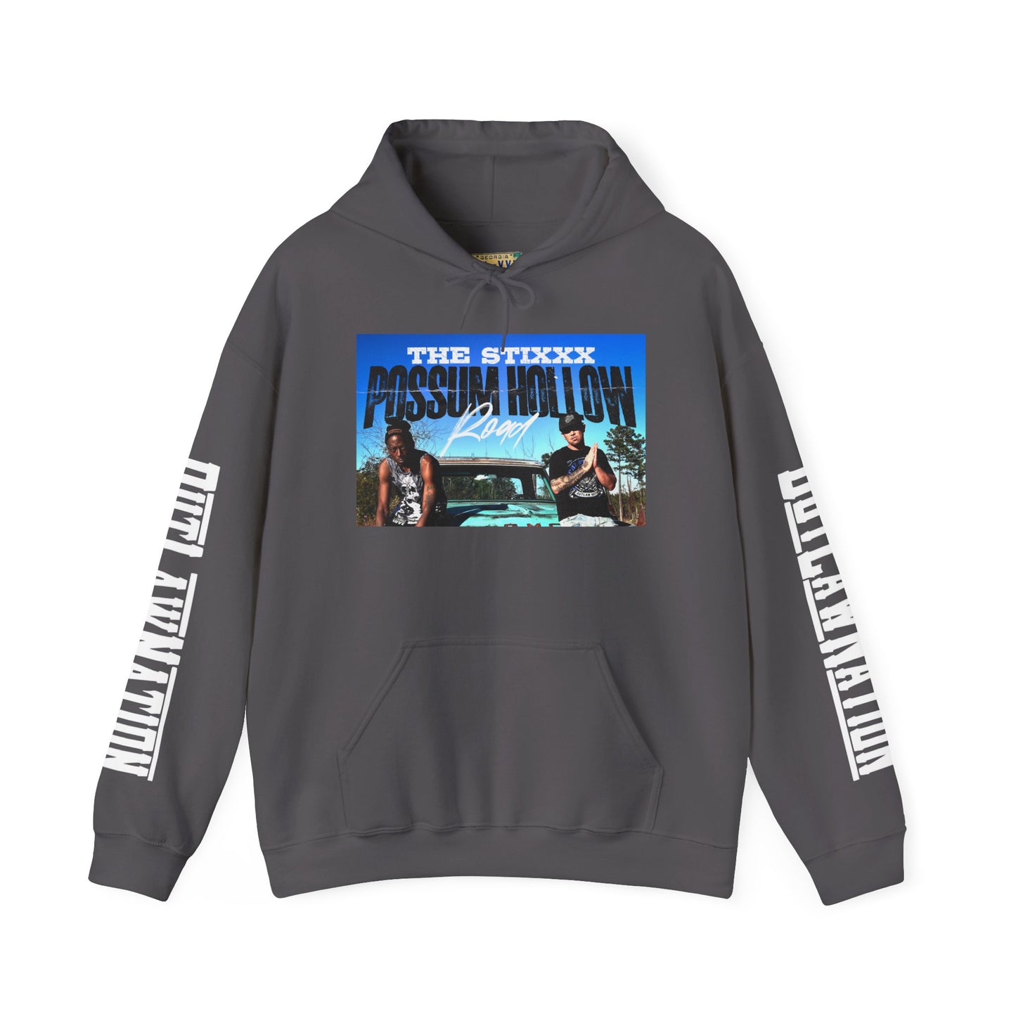 Retro Music-Themed Unisex Hoodie - 'Possum Hollow Road' Design