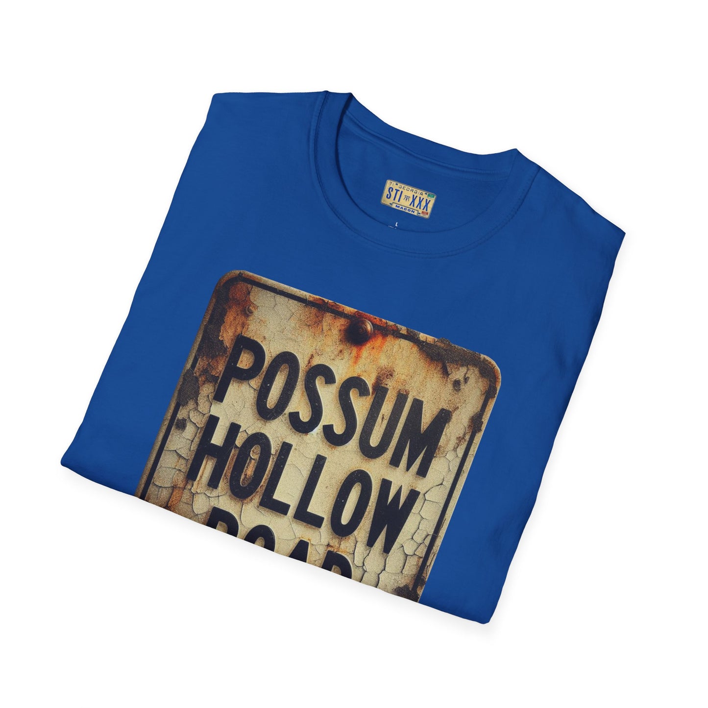 Possum Hollow Road Unisex Softstyle T-Shirt - Vintage Sign Tee